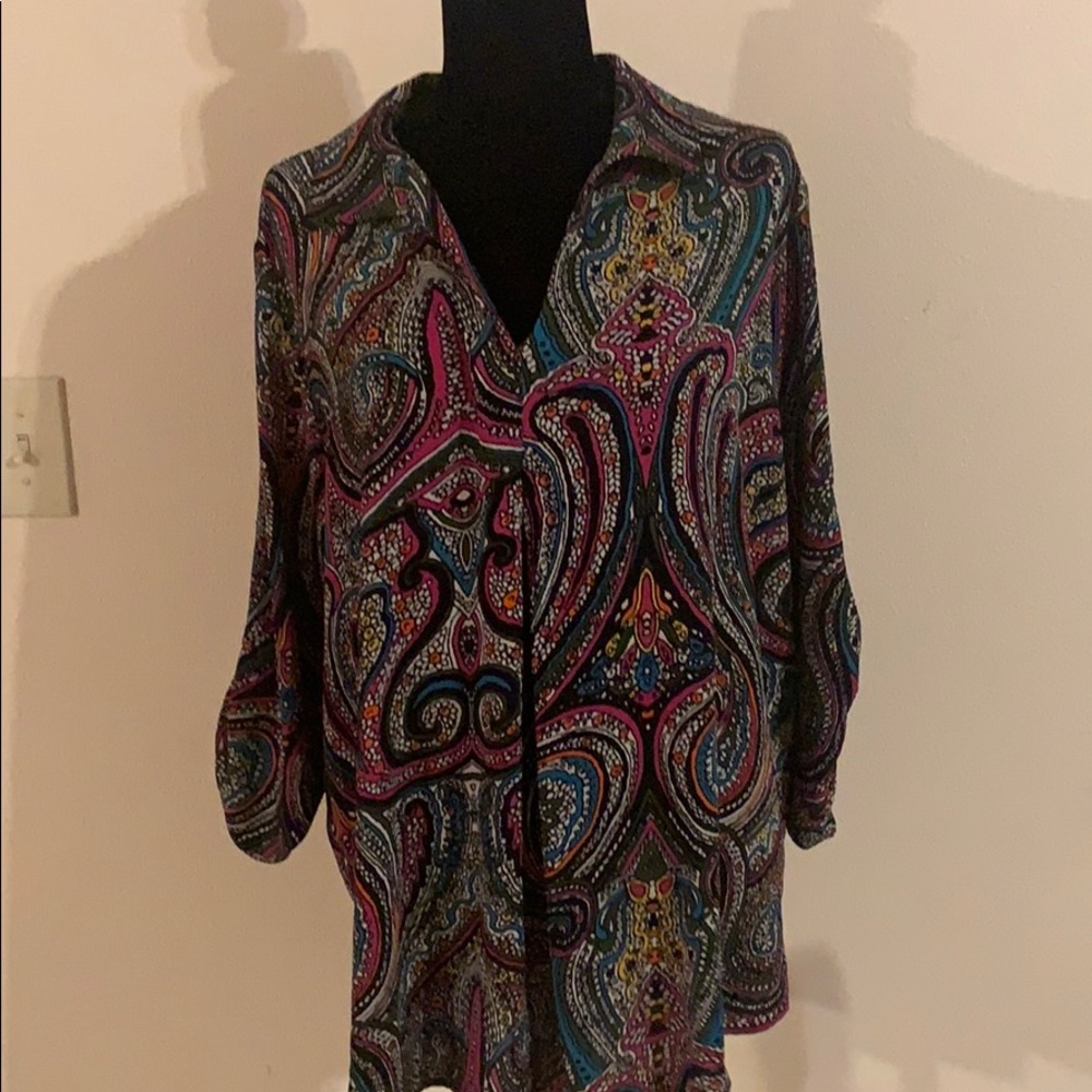 Women's paisley print polyester blouse